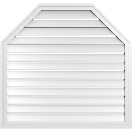 Ekena Millwork Octagonal Top Surface Mount PVC Gable Vent w/ 2"W x 1-1/2"P Brickmould Frame, 42"W x 40"H GVPOT42X4002SF